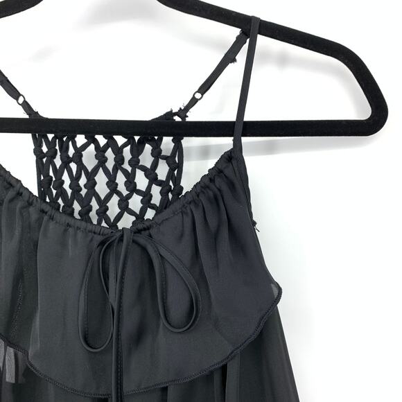 Xhilaration Halter Mini Dress Womens Size Medium Black Lattice Back - Picture 3 of 6
